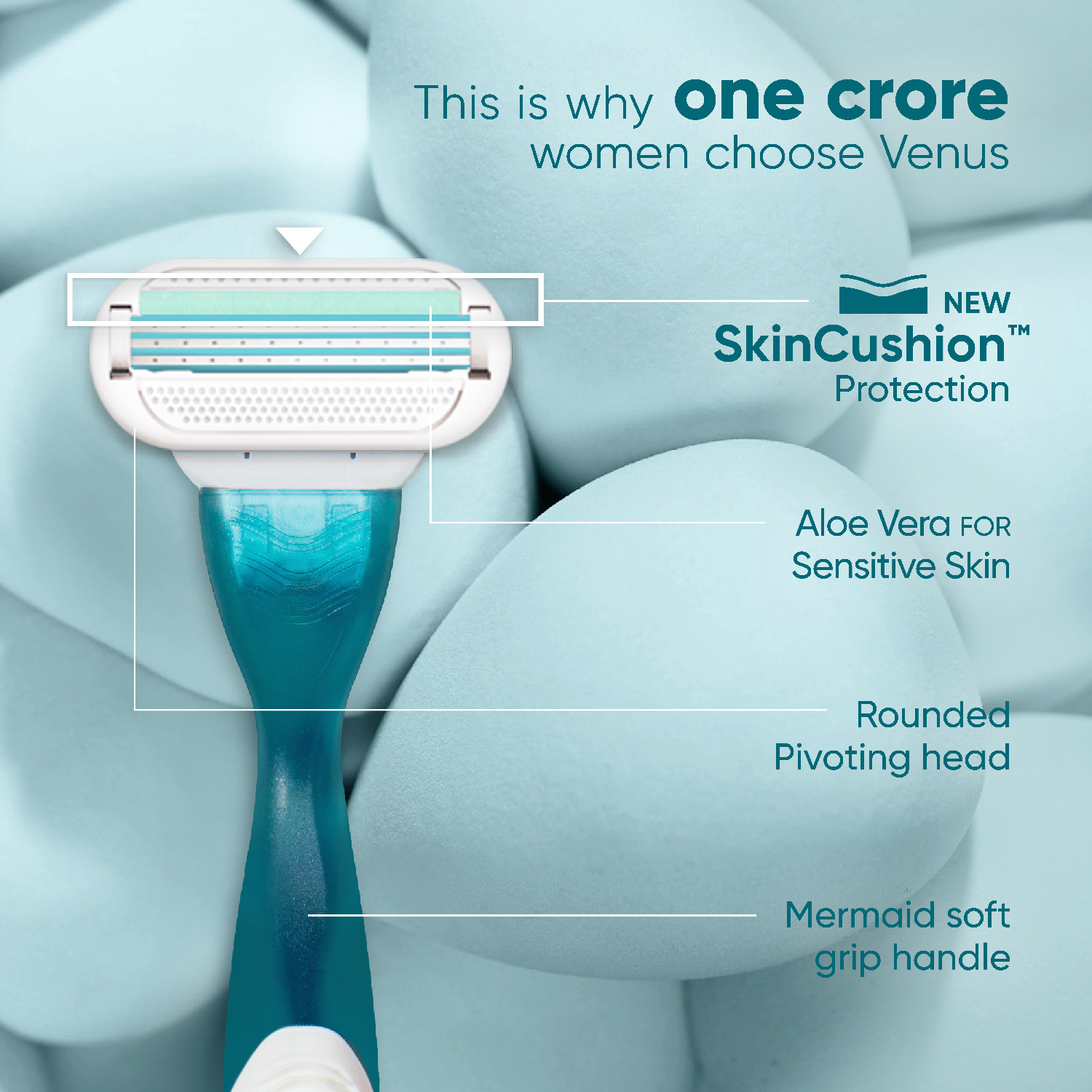 Image of Venus Gillette Smooth Razor for Women with Aloe vera & Free Shave Gel (1 Pc), Women