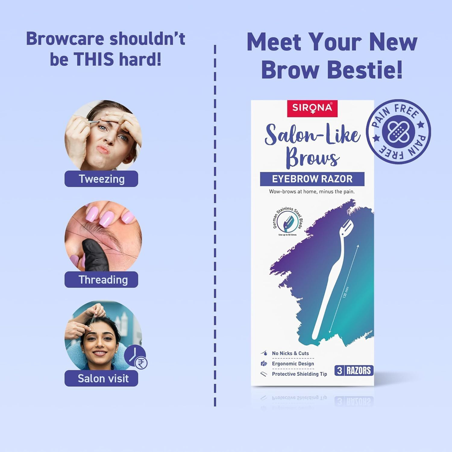 Image of SIRONA Eyebrow & Face Razor for Women, Women
