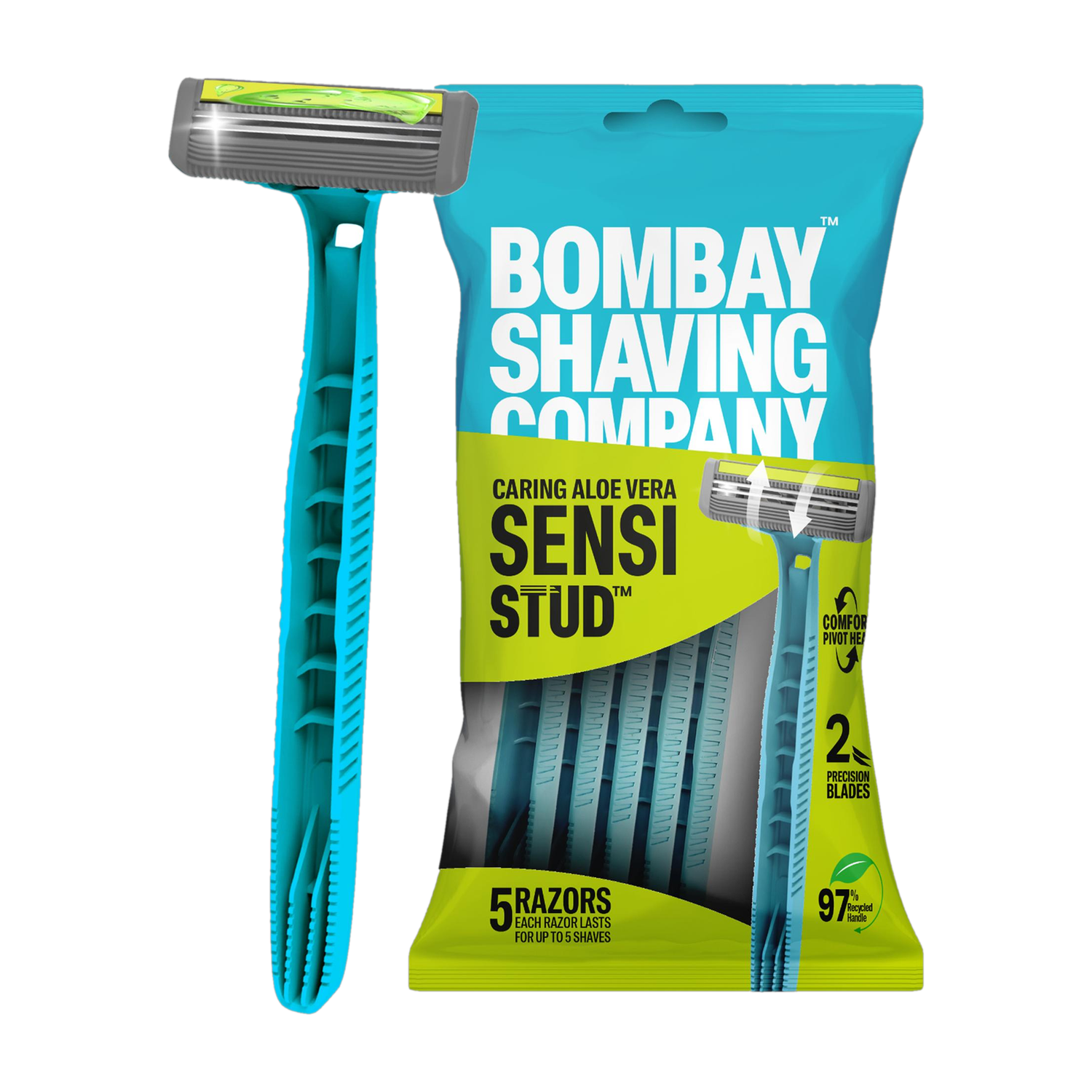 Image of BOMBAY SHAVING COMPANY Flexi Stud Razor for Men with Comfort Pivot & Aloe Strip, Men