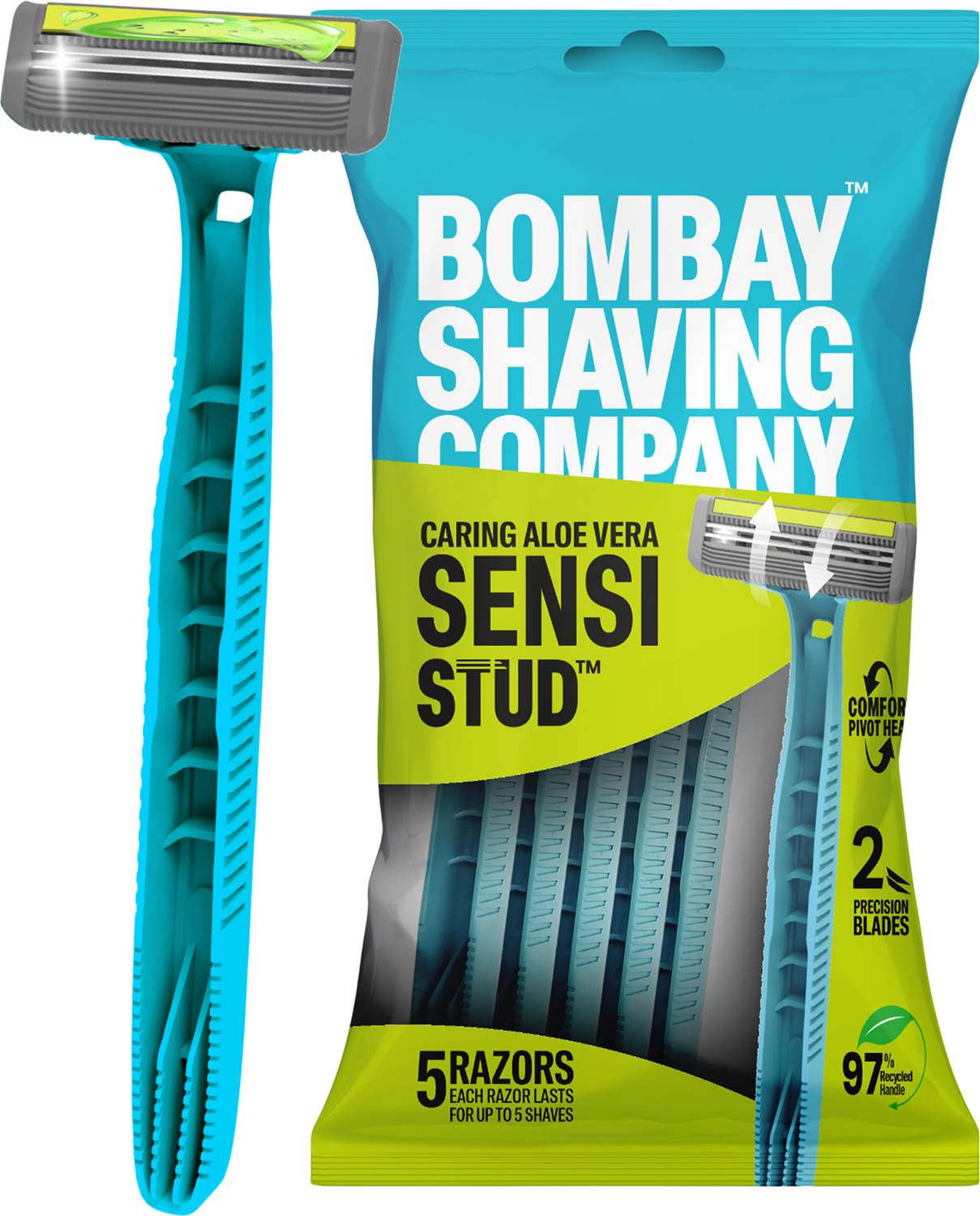 BOMBAY SHAVING COMPANY Flexi Stud Razor for Men with Comfort Pivot & Aloe Strip, Men