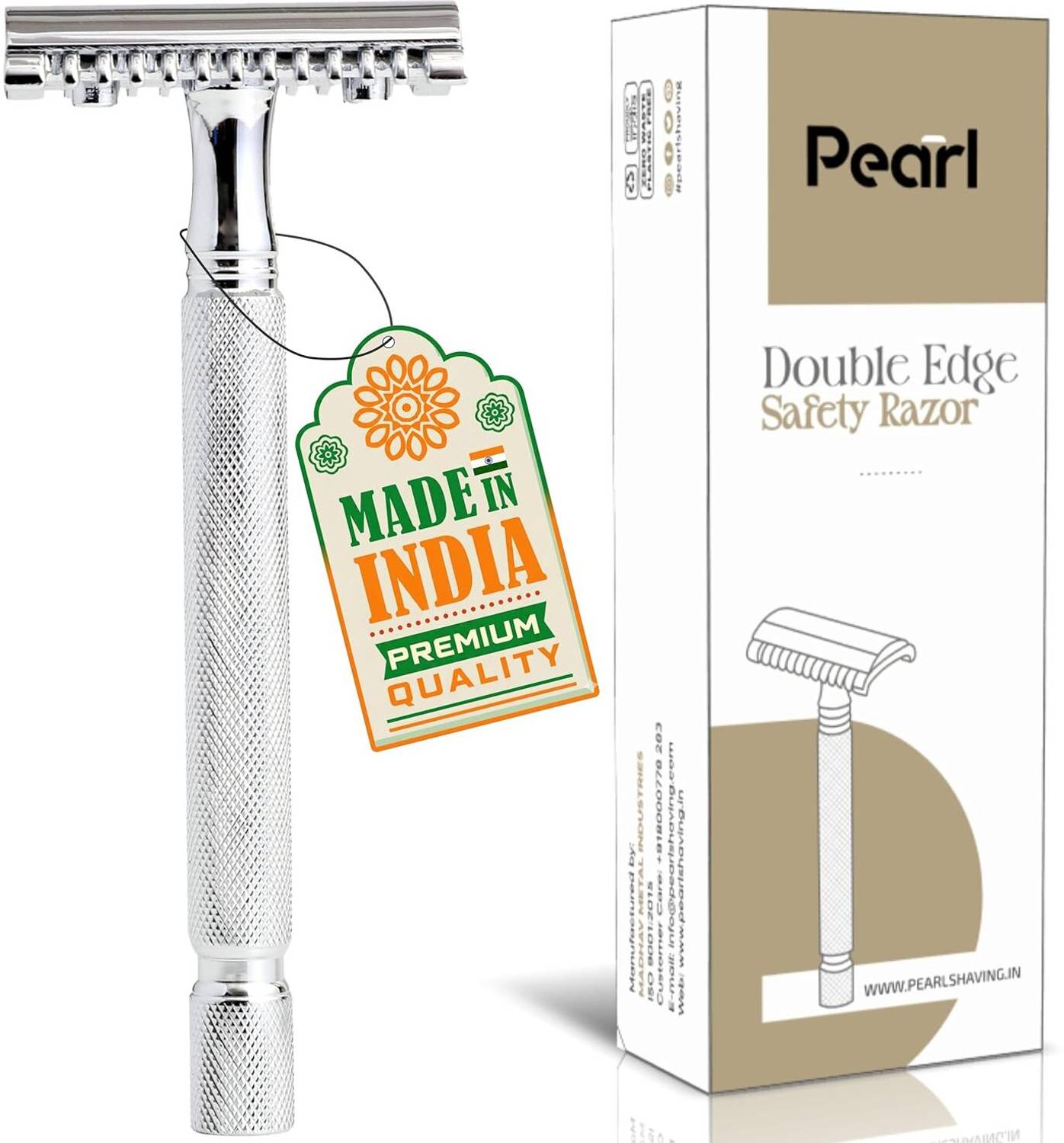 Pearl Shaving Open Comb Saftey Razor for Men with Chrome Finish, Men