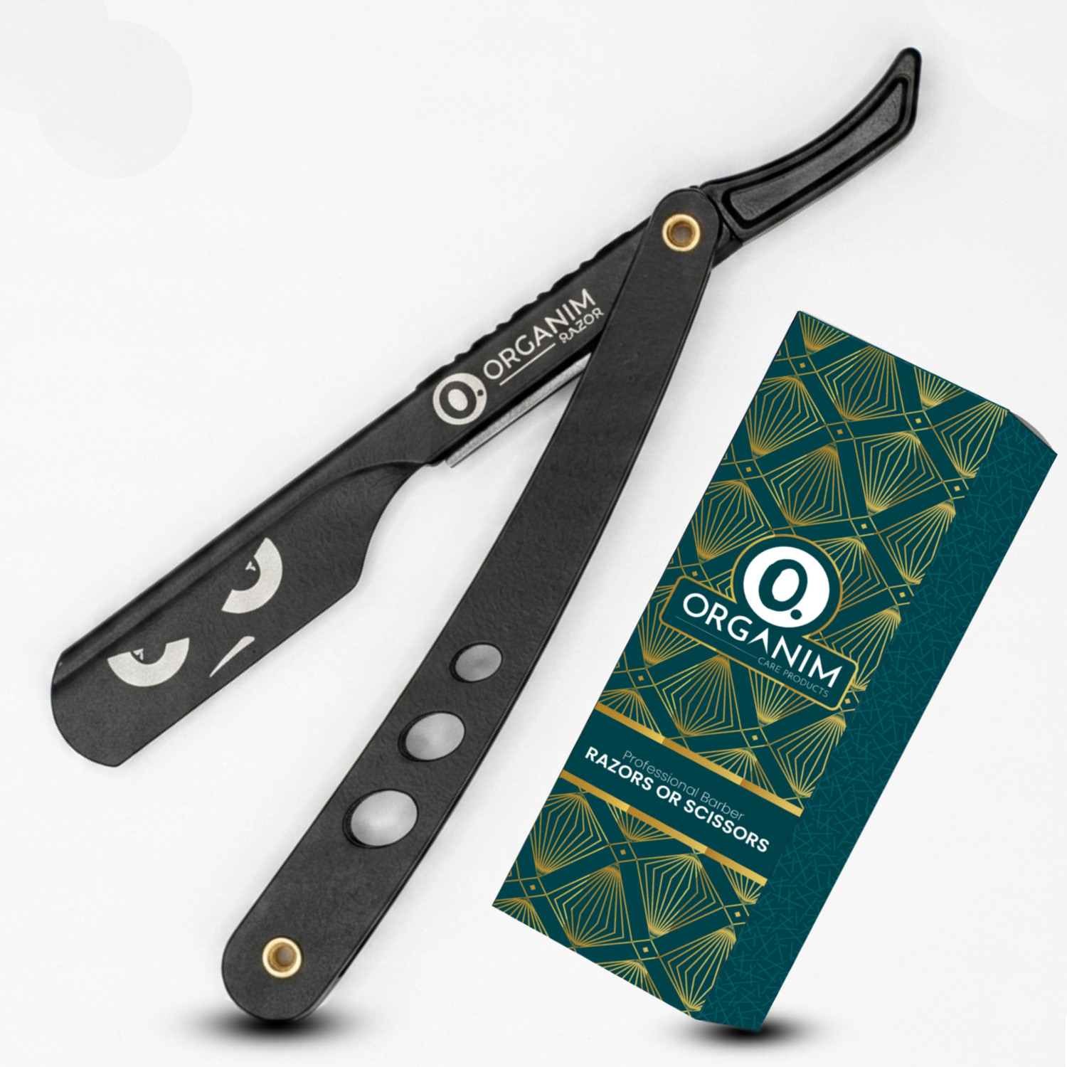 Image of Organim care products Stainless Steel Black Coated Barber Razor | Sliding Head Manual Straight Razor, Men & Women