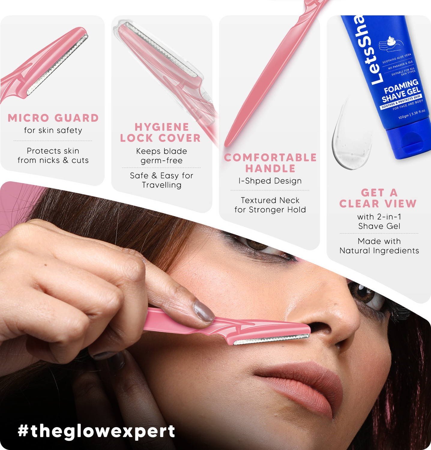 Image of LetsShave Evior Reusable Face Razor, Women