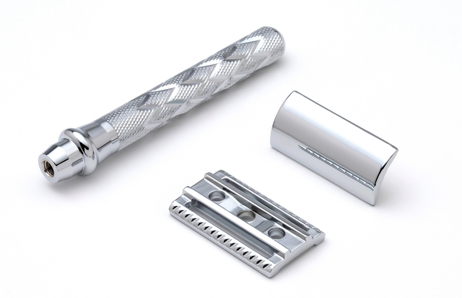 Image of Rolason Brass Alloy Three Piece double edge safety razor for men (LG23C - Chrome), Men & Women
