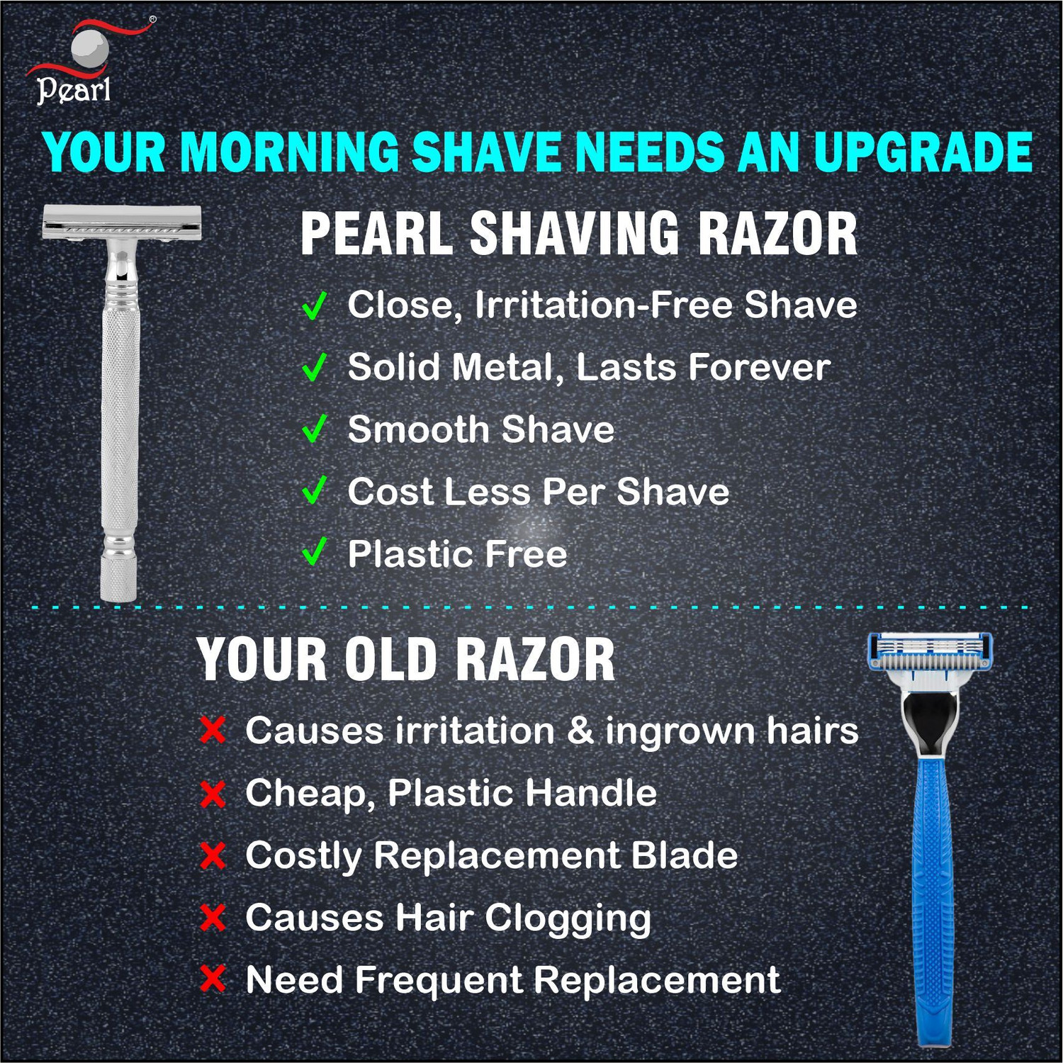 Image of Pearl Shaving PSR Double Edge Safety Razor SS-01 (Close Comb Chrome), Men