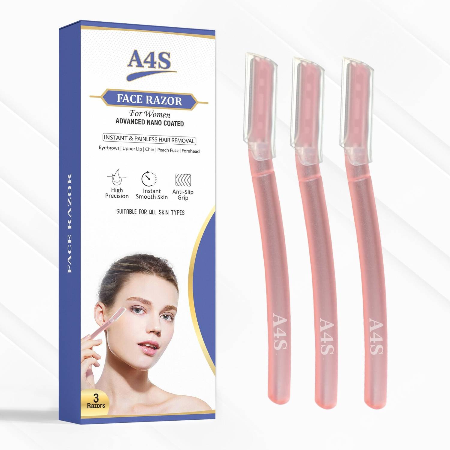 A4S Reusable Face Razor For Women Facial Hair | Eyebrows, Upper Lip,Peach Fuzz,Chin|, Women