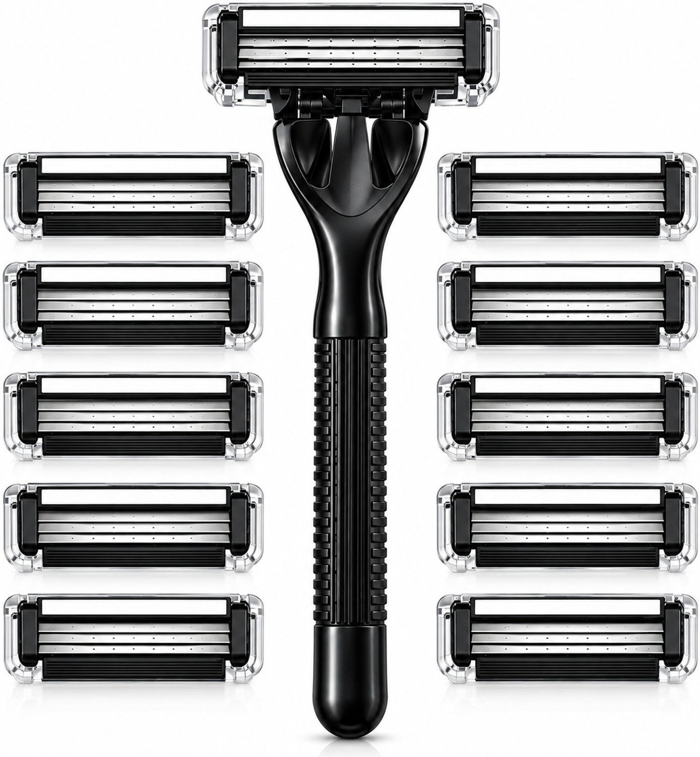 Image of od cathlone Men's 3-Blade Razor with 10 Refill Cartridges, Shaving Value Pack Kit for Men, Men