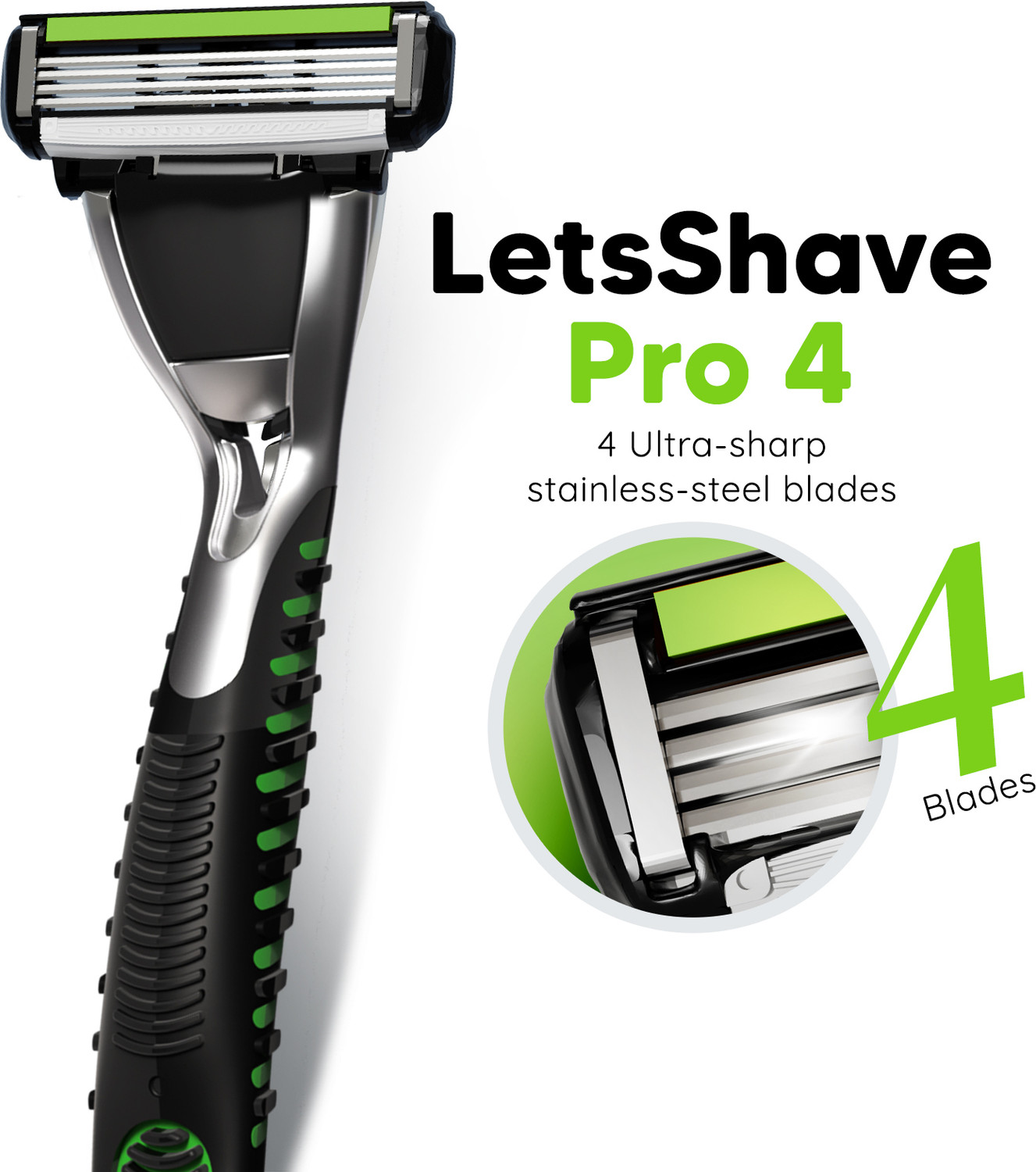 Image of LetsShave Pro 4 Shaving Razor Blades for Men, Pack of 4 Blades Cartridge
