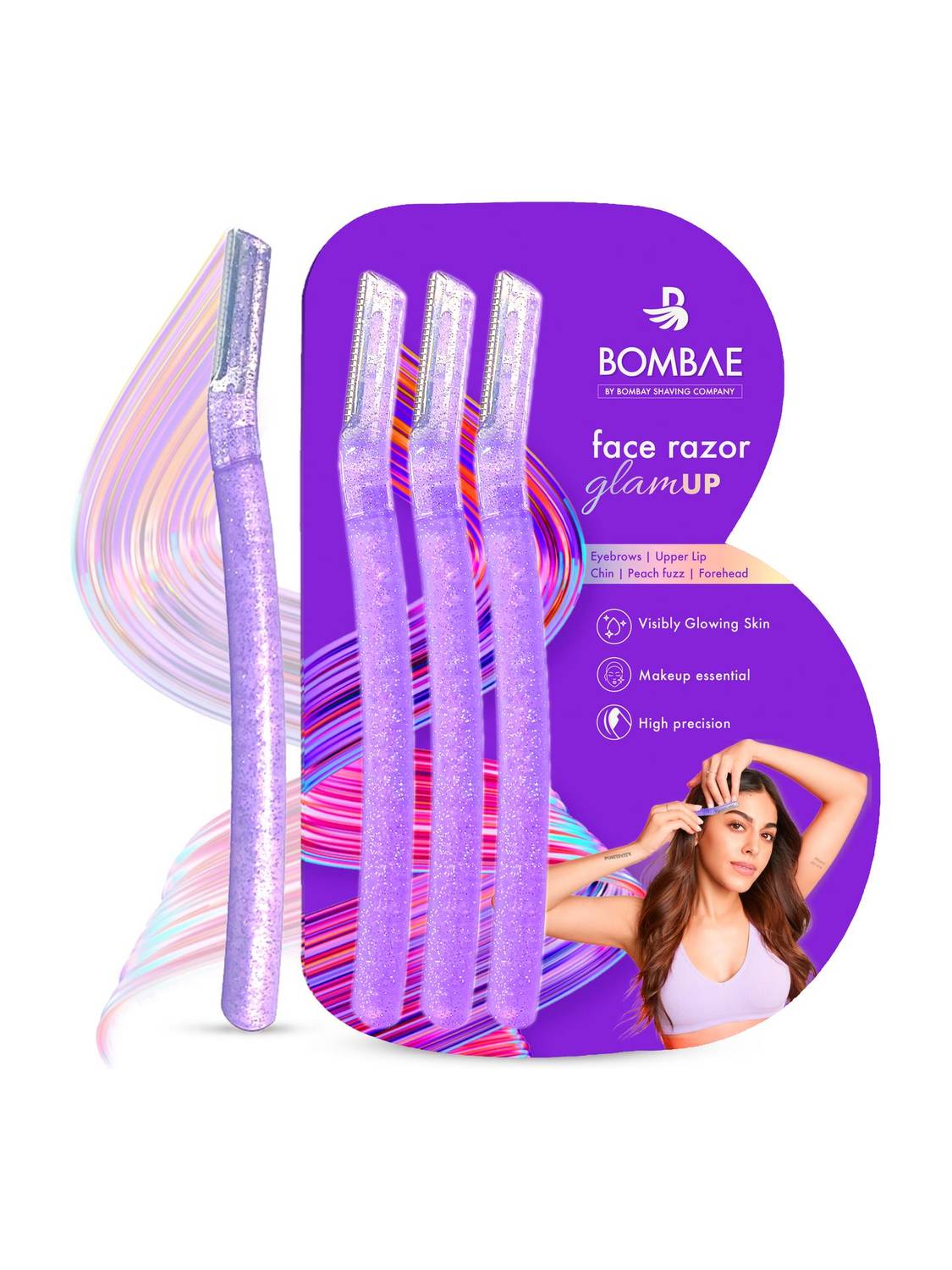 Bombae Glam up Face Razors for Women Facial Hair | Painless Hair Removal | Makeup Base, Women