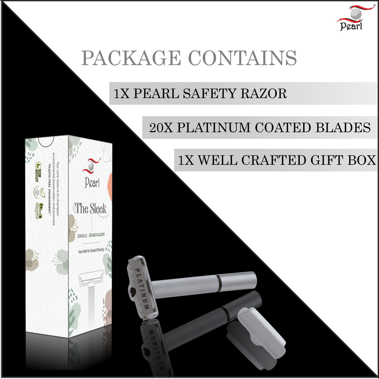 Image of Pearl Shaving Sleek Revolutionary Cartridge Razor Alternative for Single Blade Razor, Men