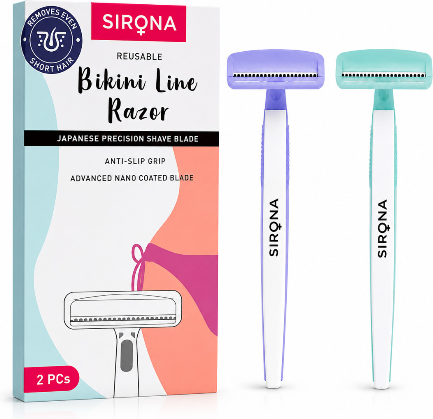 Image of SIRONA Reusable Bikini Line Razor | Japanese Precision Blade & Smooth, Pain-Free Shave, Women
