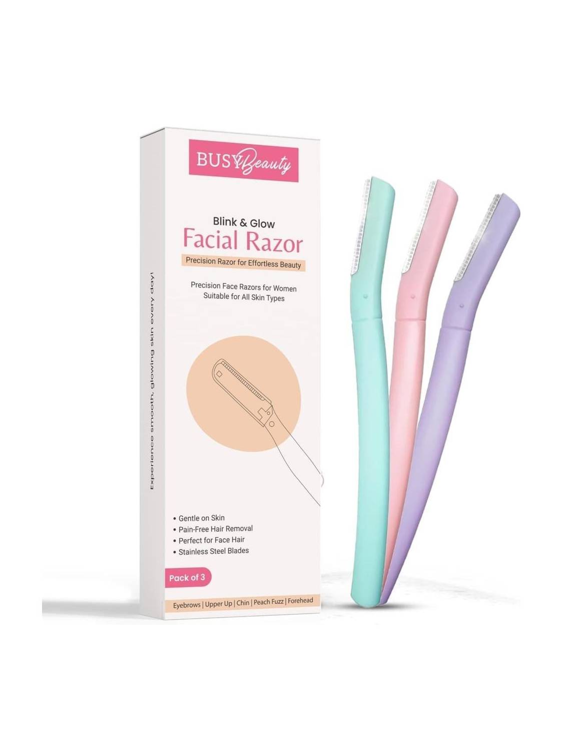 Busy Beauty Flawless Reusable Face Razor for Woman| Eyebrow & Facial razor, Women