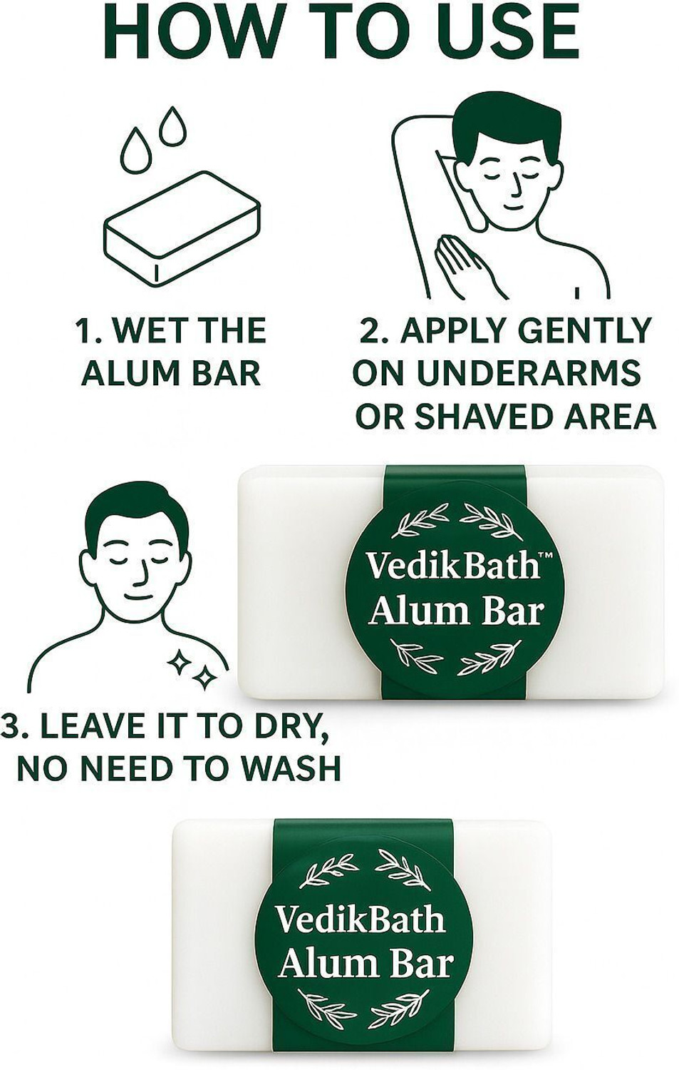 Image of VedikBath Natural Fitkari(Alum)Stone for After Shave,Razor Cuts,Oil Control & Pimple Care Shaving Soap