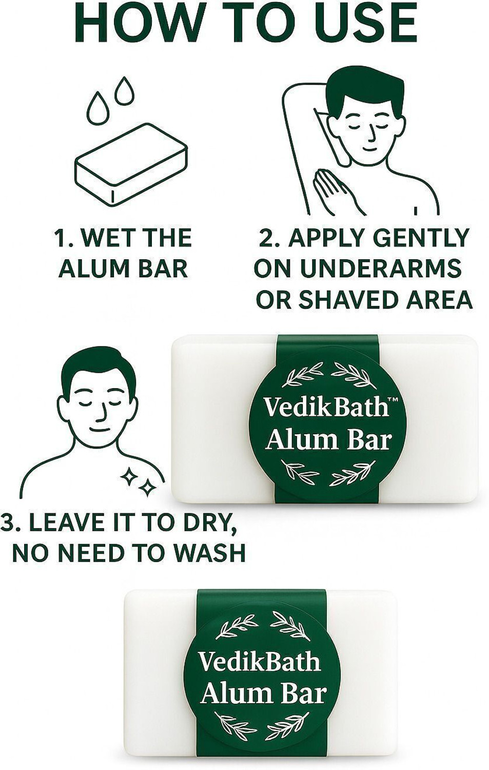 Image of VedikBath Natural Fitkari(Alum)Stone for After Shave,Razor Cuts,Oil Control & Pimple Care Shaving Soap