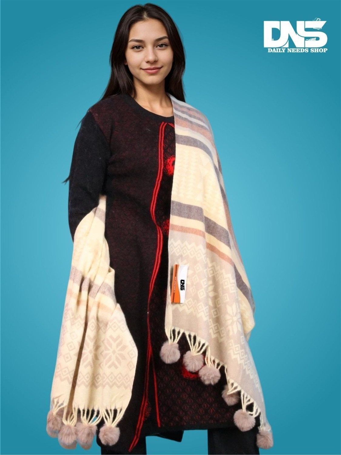 Image of Daily Needs Shop Wool Self Design Women Shawl