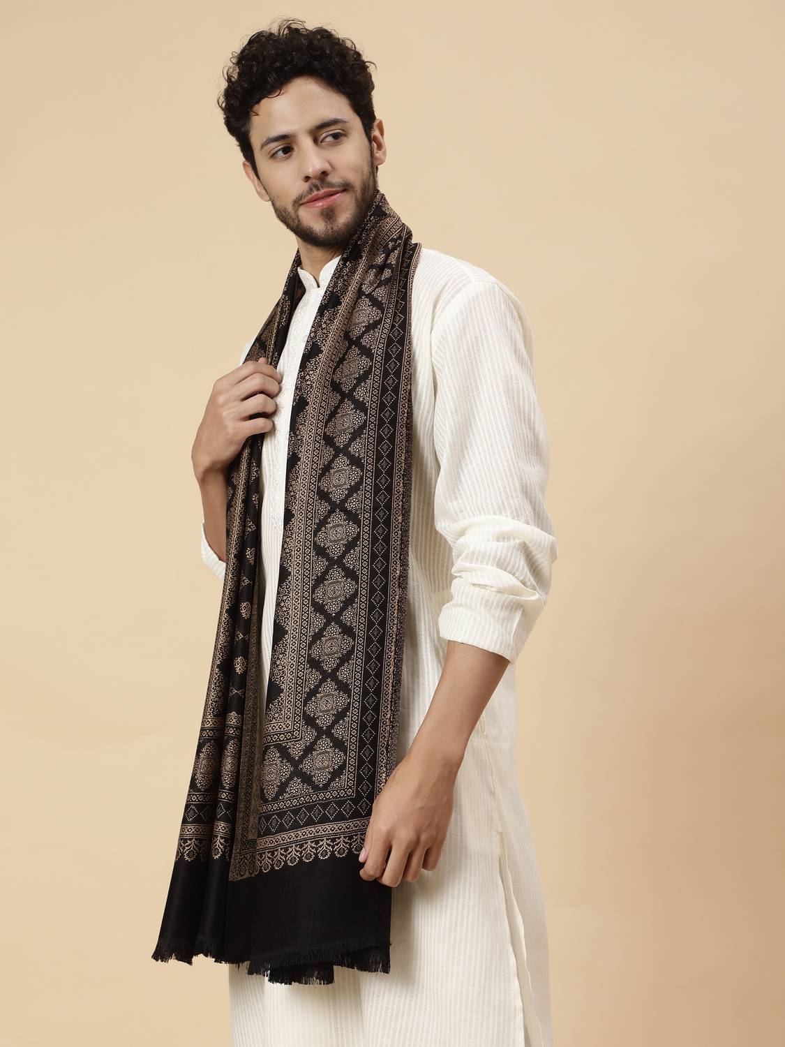 Tweedle Acrylic Paisley Men Shawl - Image 4