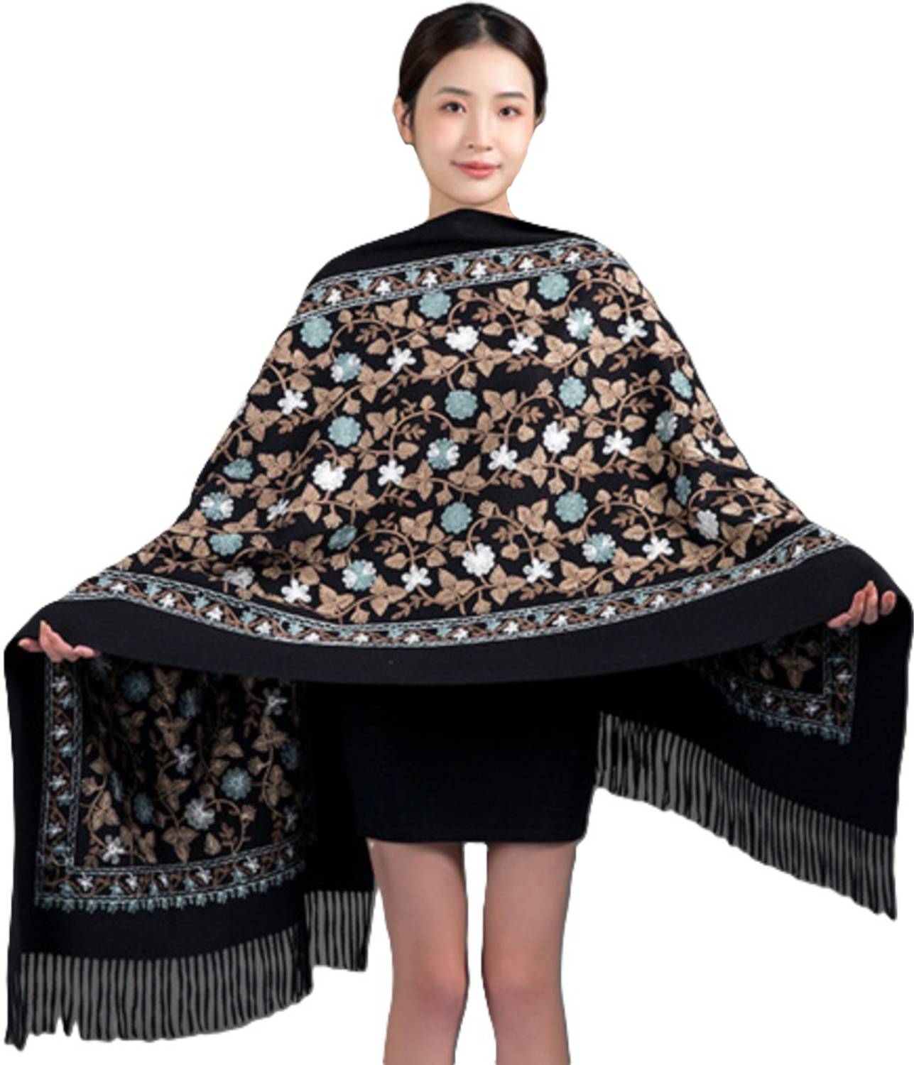 AlexVyan Acrylic, Wool Woven, Embroidered Women Shawl