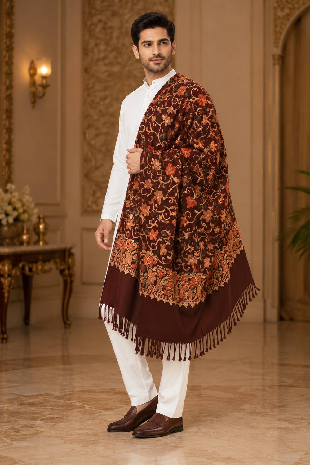GK VILLA Polyester Wool Blend Men Shawl - Image 5
