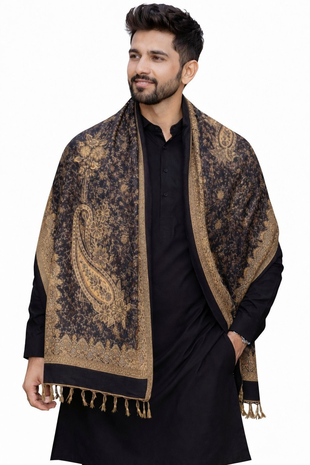 Image of Noorfabric Poly Wool Printed Men Shawl