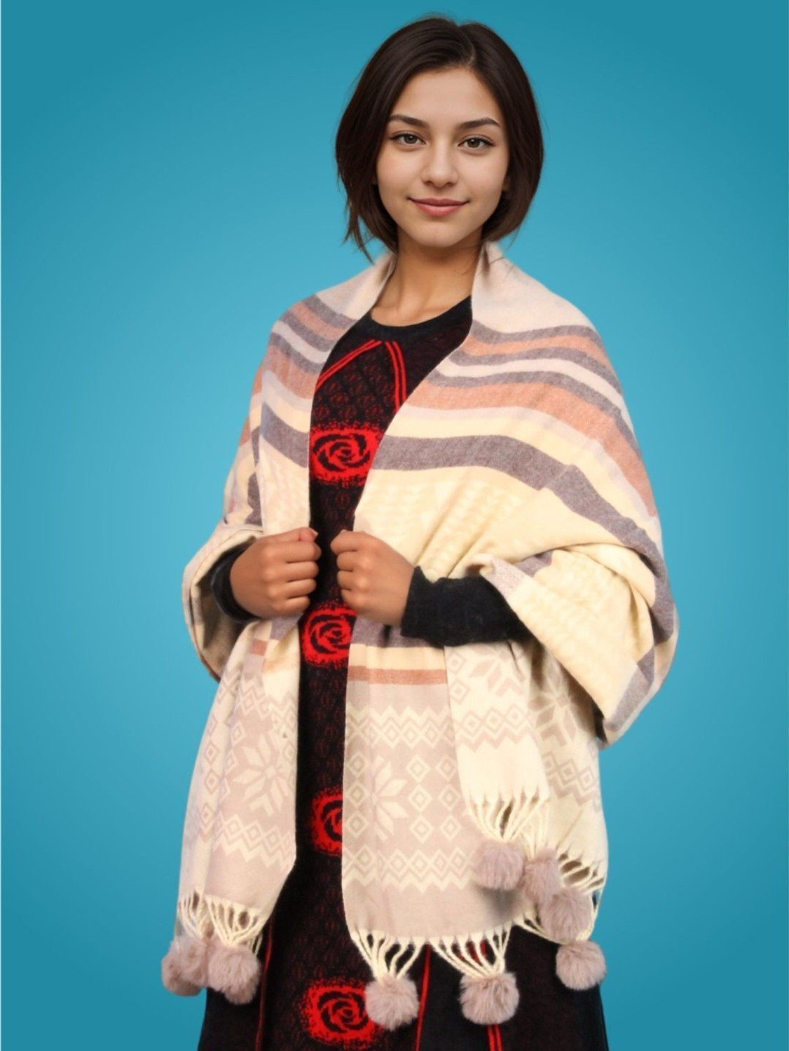 Image of Daily Needs Shop Wool Self Design Women Shawl