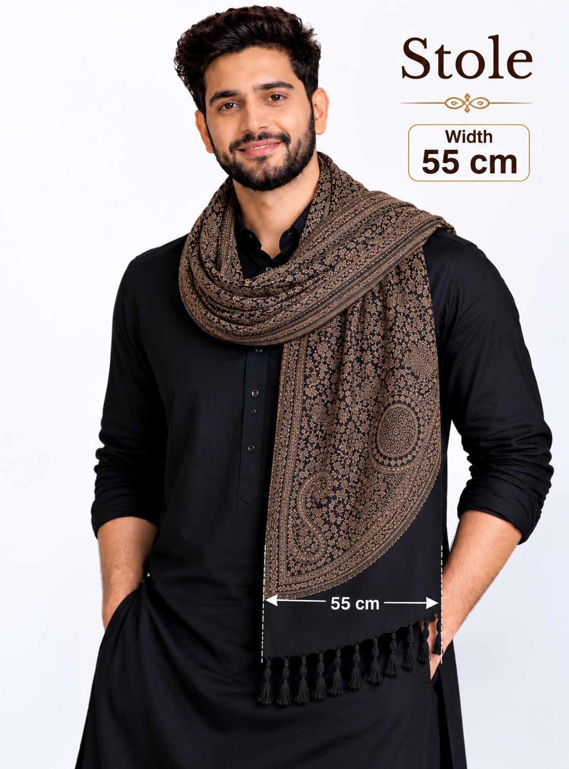Image of Noorfabric Poly Wool Printed Men Shawl