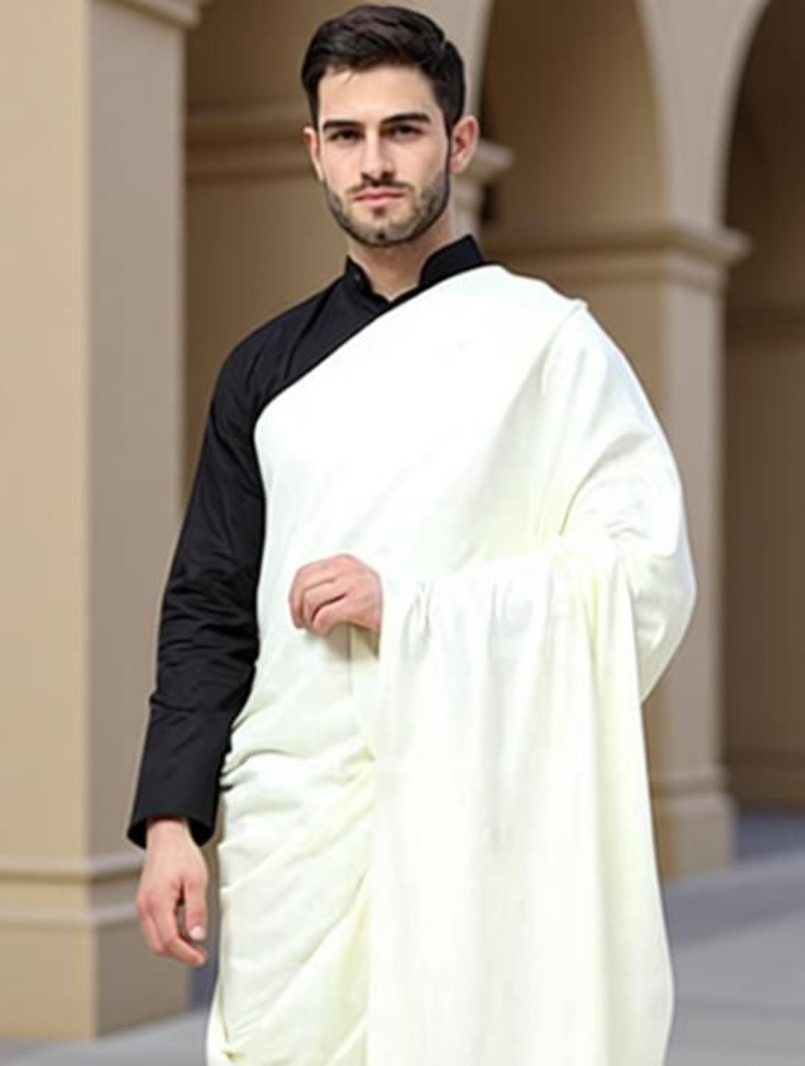 Image of SHINE COLLECTION Wool Solid, Paisley Men Shawl