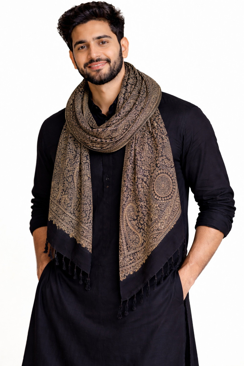 Image of Noorfabric Poly Wool Printed Men Shawl