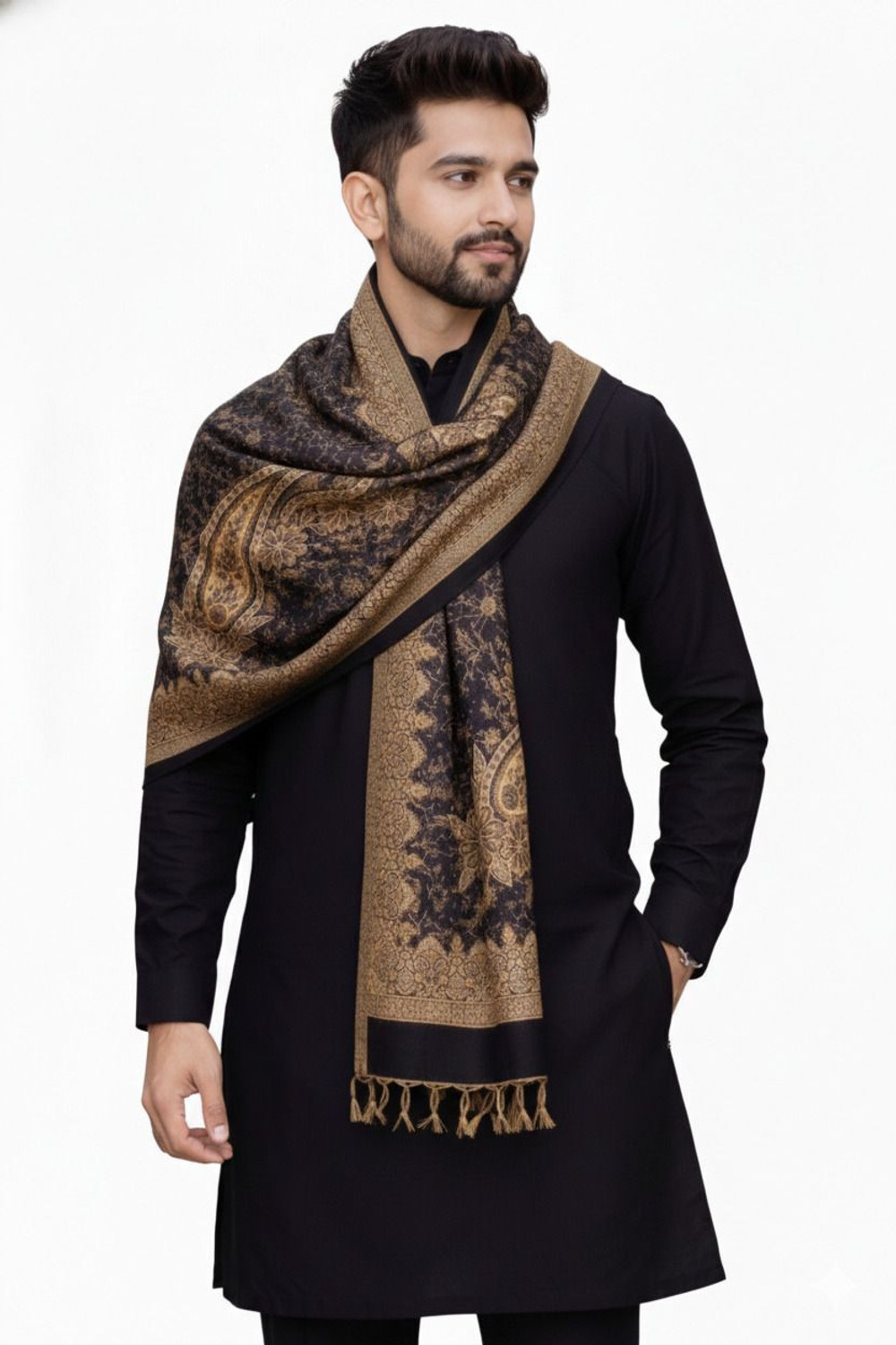 Image of Noorfabric Poly Wool Printed Men Shawl