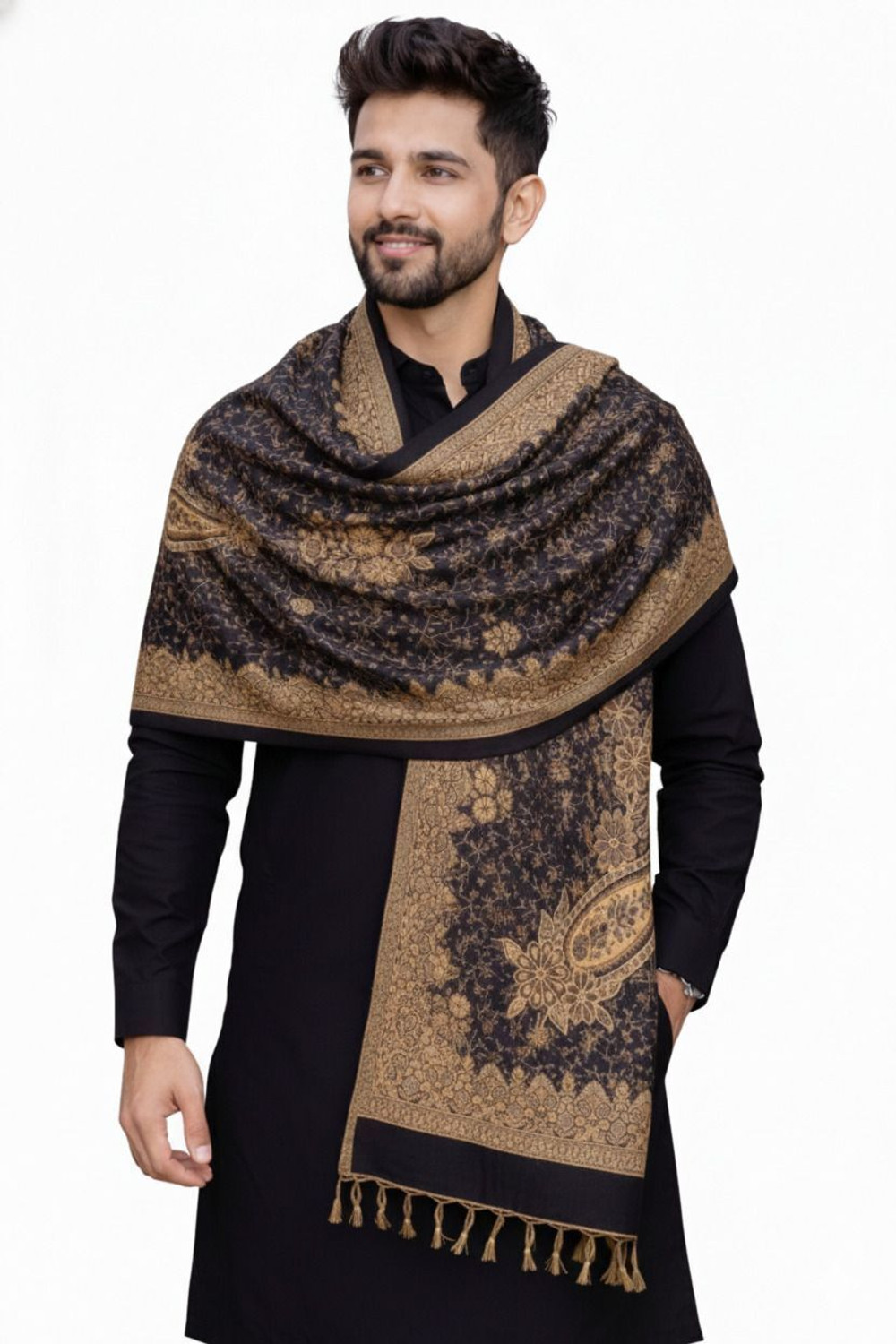 Image of Noorfabric Poly Wool Printed Men Shawl