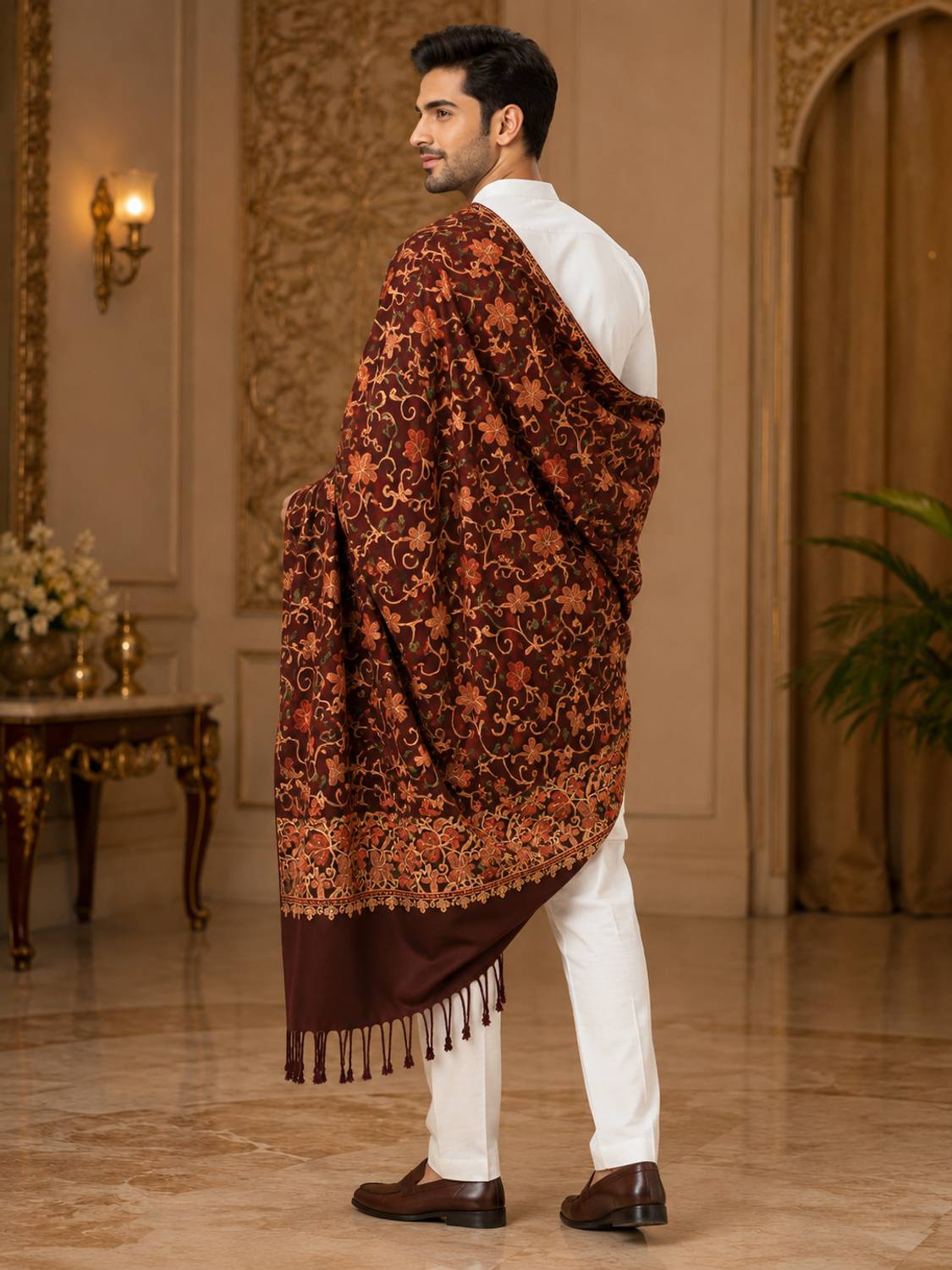 GK VILLA Polyester Wool Blend Men Shawl - Image 4