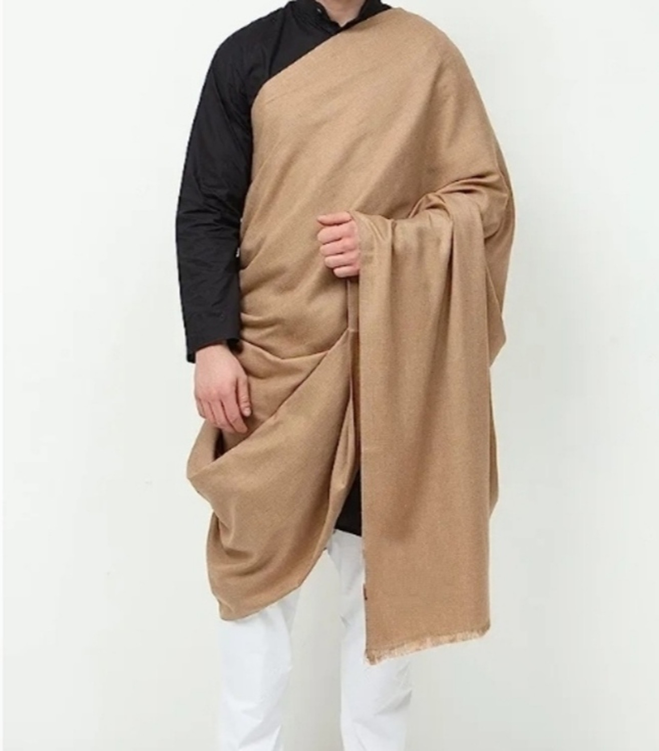 Image of OSWAAL Wool Solid Men Shawl (Beige)