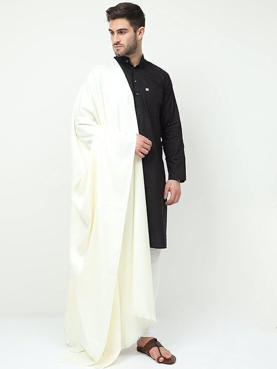 Image of SHINE COLLECTION Wool Solid, Paisley Men Shawl