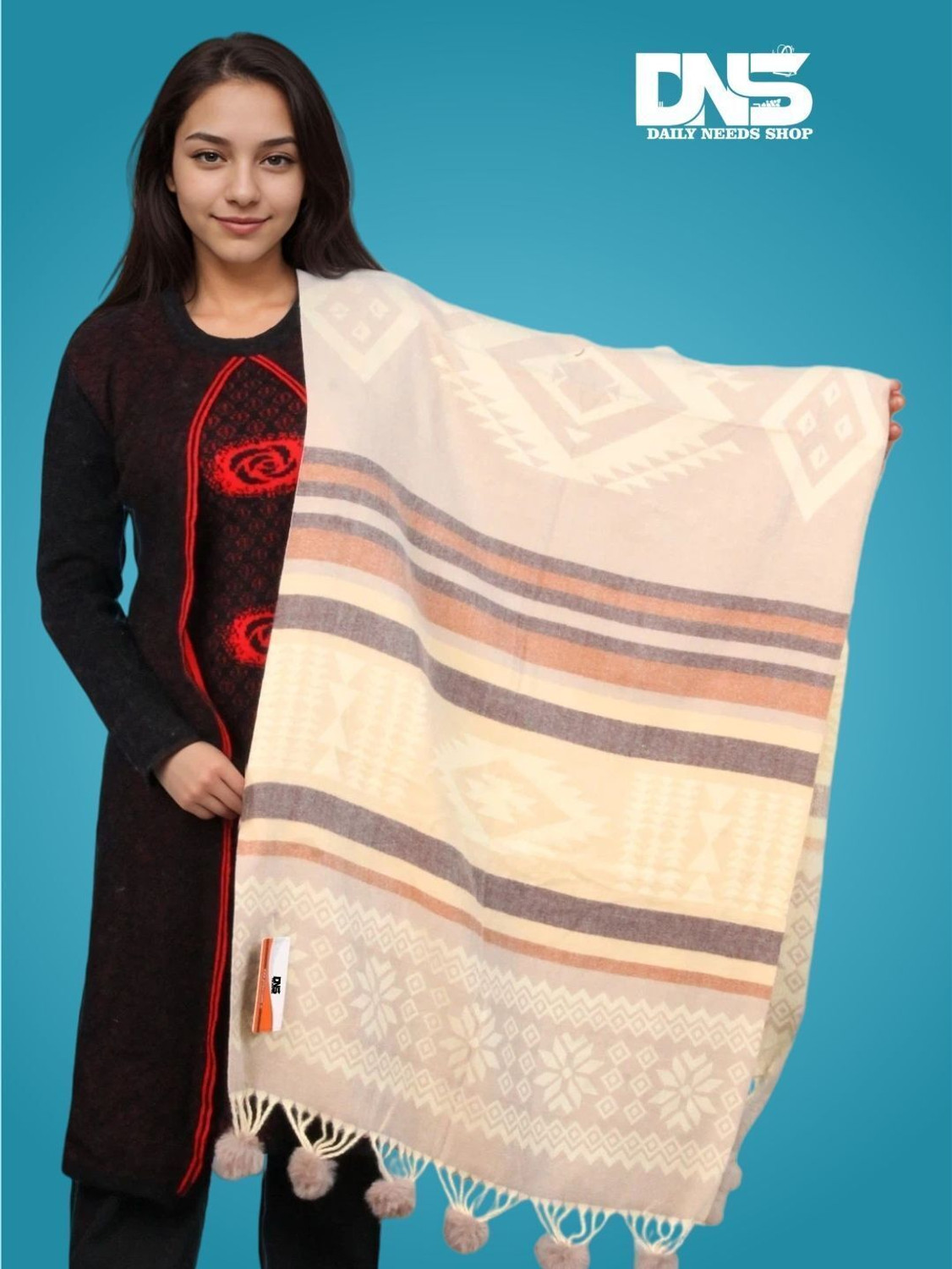Image of Daily Needs Shop Wool Self Design Women Shawl