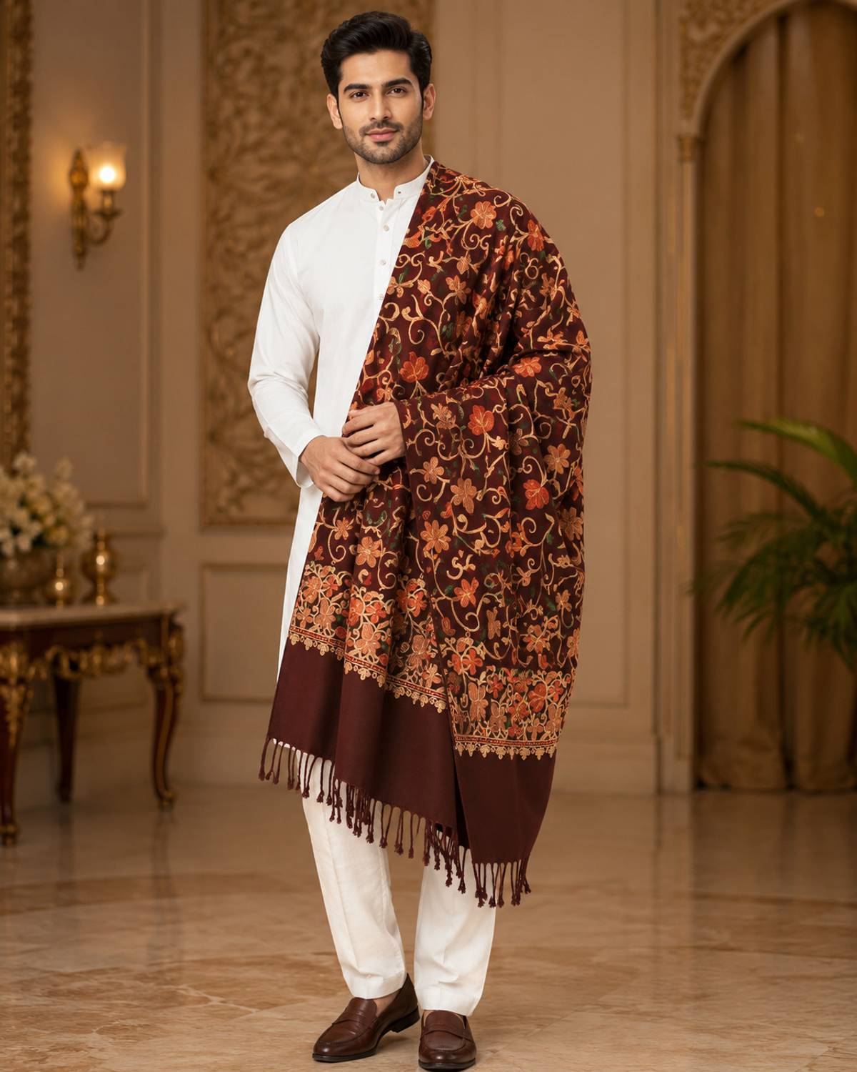 GK VILLA Polyester Wool Blend Men Shawl - Image 2