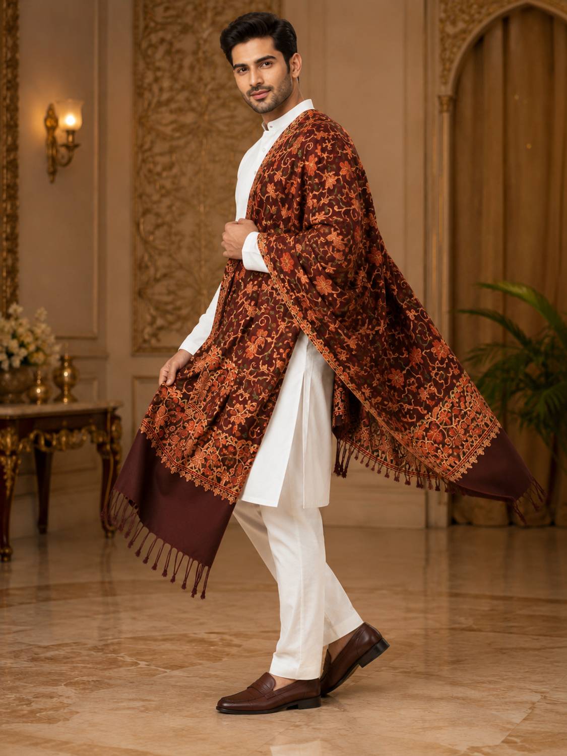 GK VILLA Polyester Wool Blend Men Shawl - Image 3