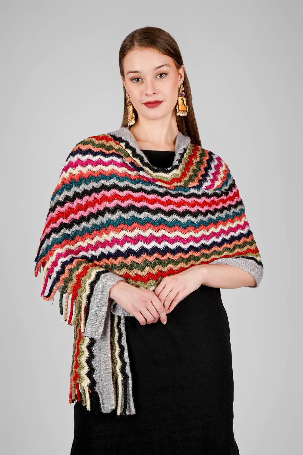 Blushh Collection Wool Self Design Women Shawl