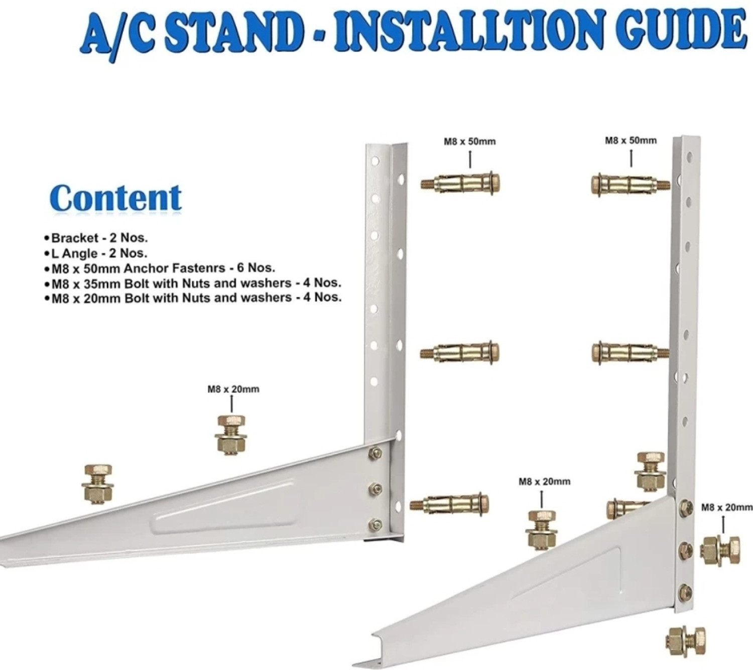 Image of Amp exchange .8 /1 /1.5 /2 ton ac outdoor stand /metal wall mounted air conditioner outdoor 127cm x 41 cm Shelf Bracket