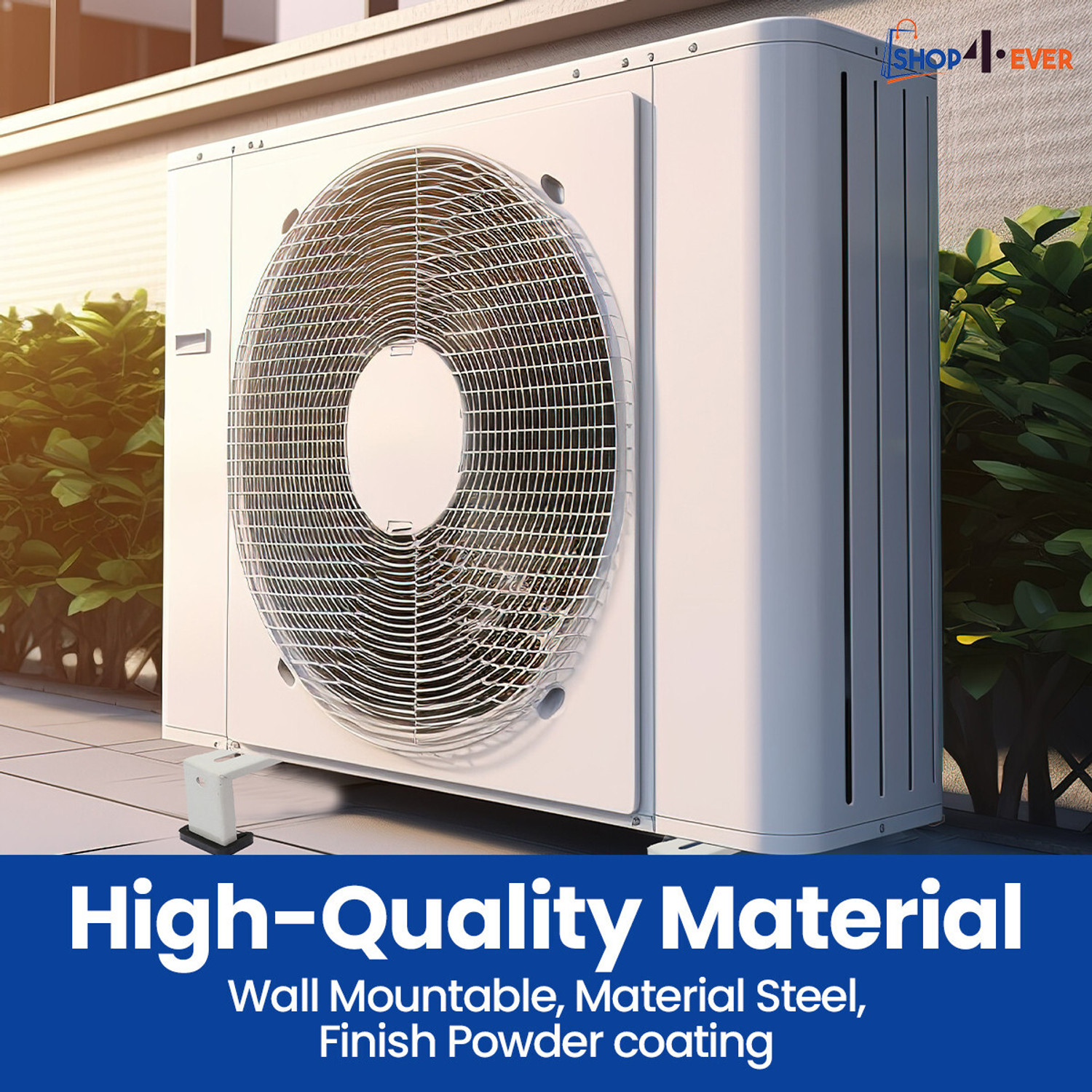 Image of Shop4Ever 100% High Quality Metal Floor AC Stand, Special Coated Super Quality Split Ac Outdoor Unit Stand for Up to 2 Ton Air Conditioner. 43.5cm x 5cm Shelf Bracket