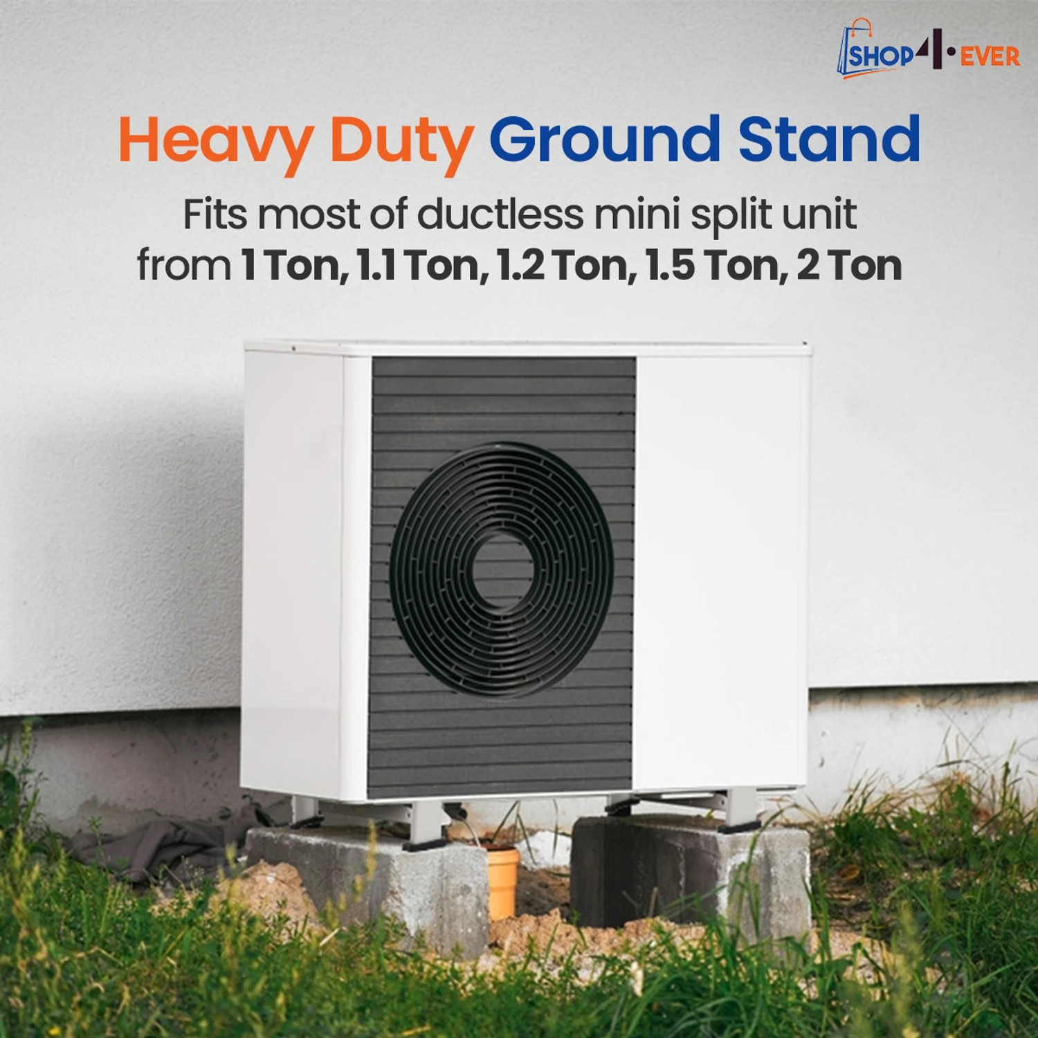 Image of Shop4Ever 100% High Quality Metal Floor AC Stand, Special Coated Super Quality Split Ac Outdoor Unit Stand for Up to 2 Ton Air Conditioner. 43.5cm x 5cm Shelf Bracket
