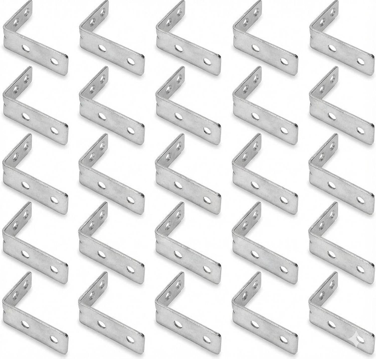 ADISON Pack of 25 Heavy Duty 4 cm L Shape Shelf Support Brackets with 2 Holes 4 CM Shelf Bracket