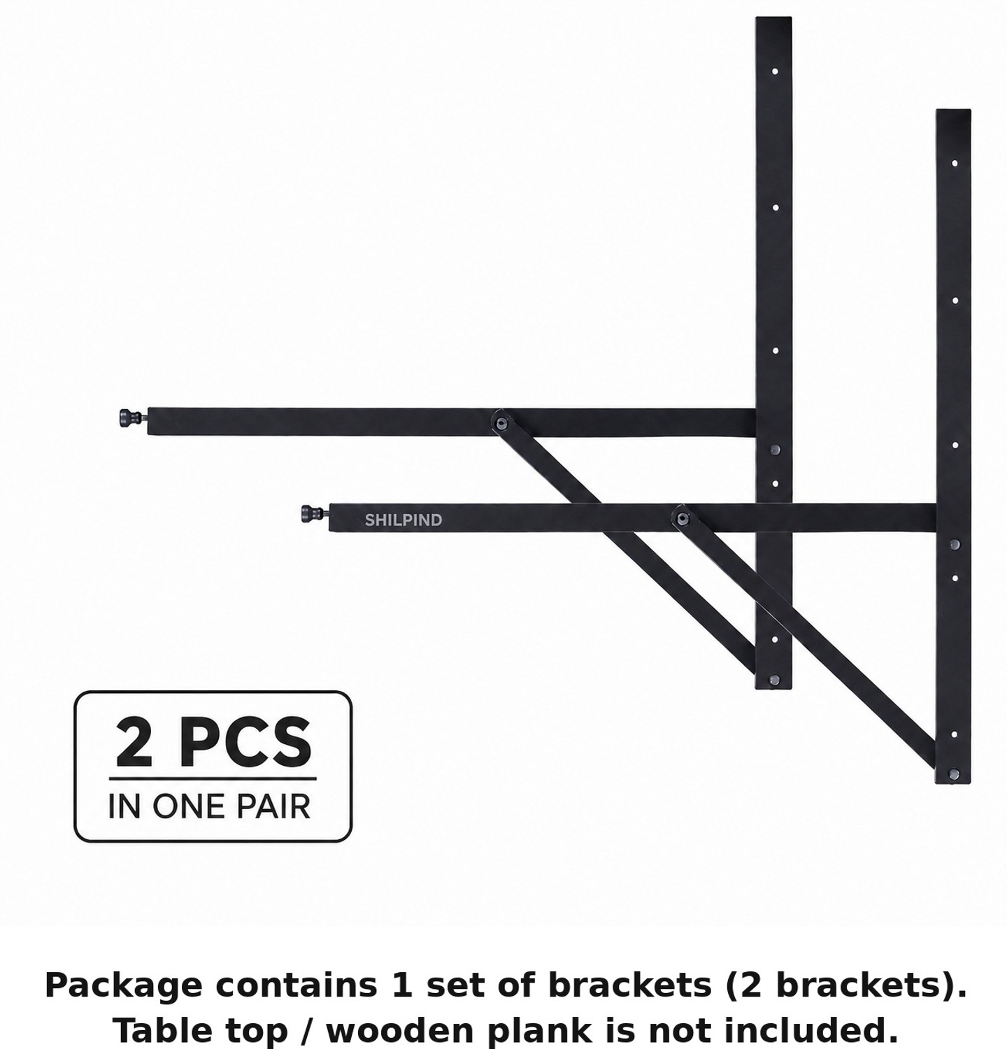 Image of shilpind 30 Inch Heavy Duty Folding Shelf Table Bracket 100Kg 3 Seater | Pack of 2 | 2.5 Ft Wall Mount Shelf Bracket