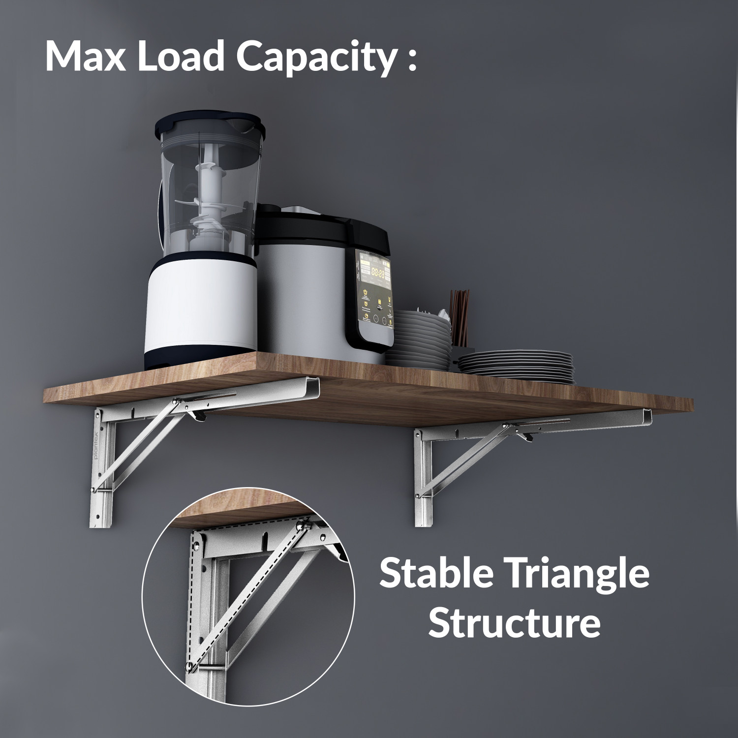 Image of Plantex Foldable Bracket /Shelf Bracket /Wall Angle Brackets /20 inch Bracket for Shelves 50 cm Shelf Bracket