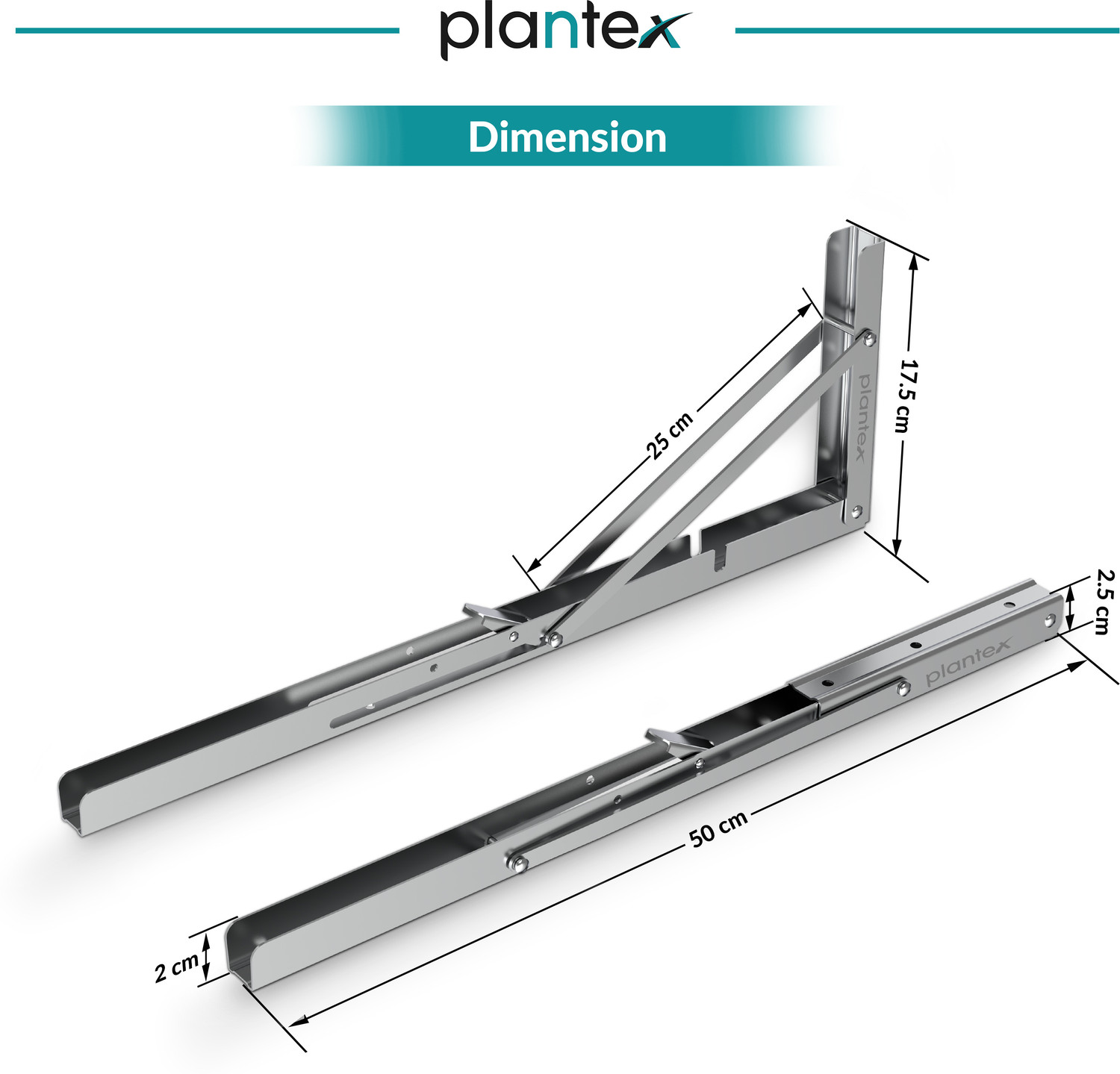 Image of Plantex Foldable Bracket /Shelf Bracket /Wall Angle Brackets /20 inch Bracket for Shelves 50 cm Shelf Bracket