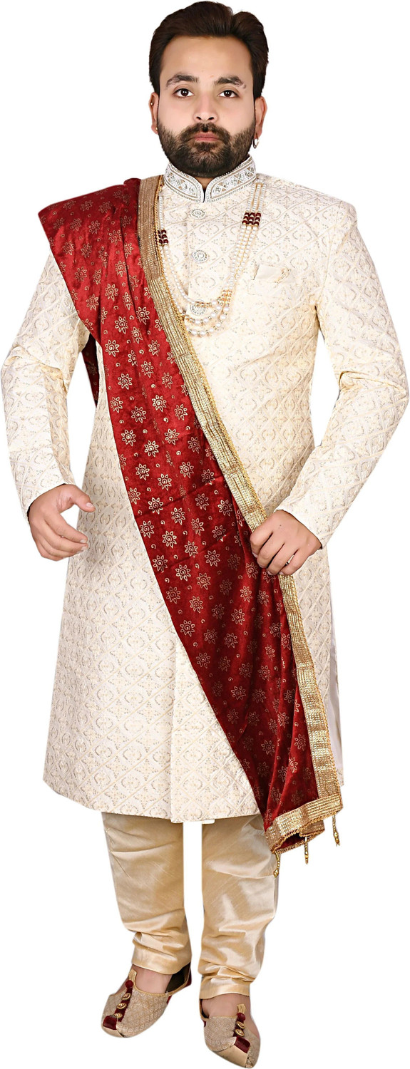 Image of Diamond Style Embroidered Sherwani