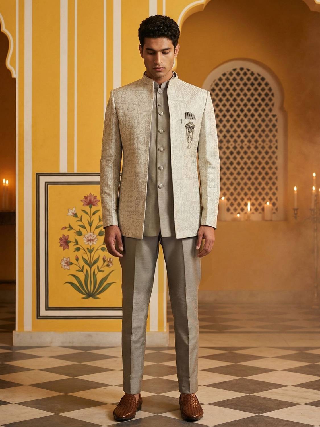 Jompers Self Design Sherwani - Image 4