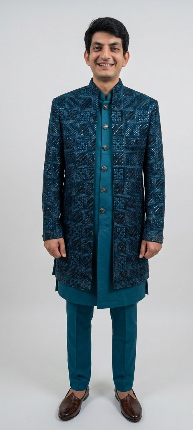 Image of LAARIJOHN DOJANA Embroidered Sherwani