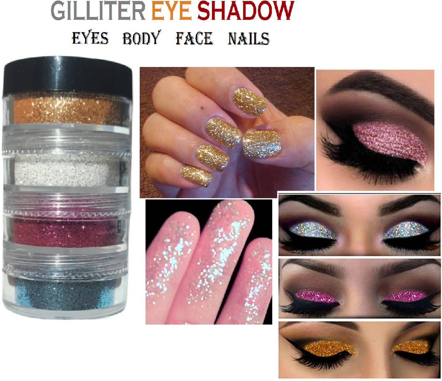 ADJD 4 IN 1 Multicolor Eye Shadow Glitter Powder Pigment Eye Makeup