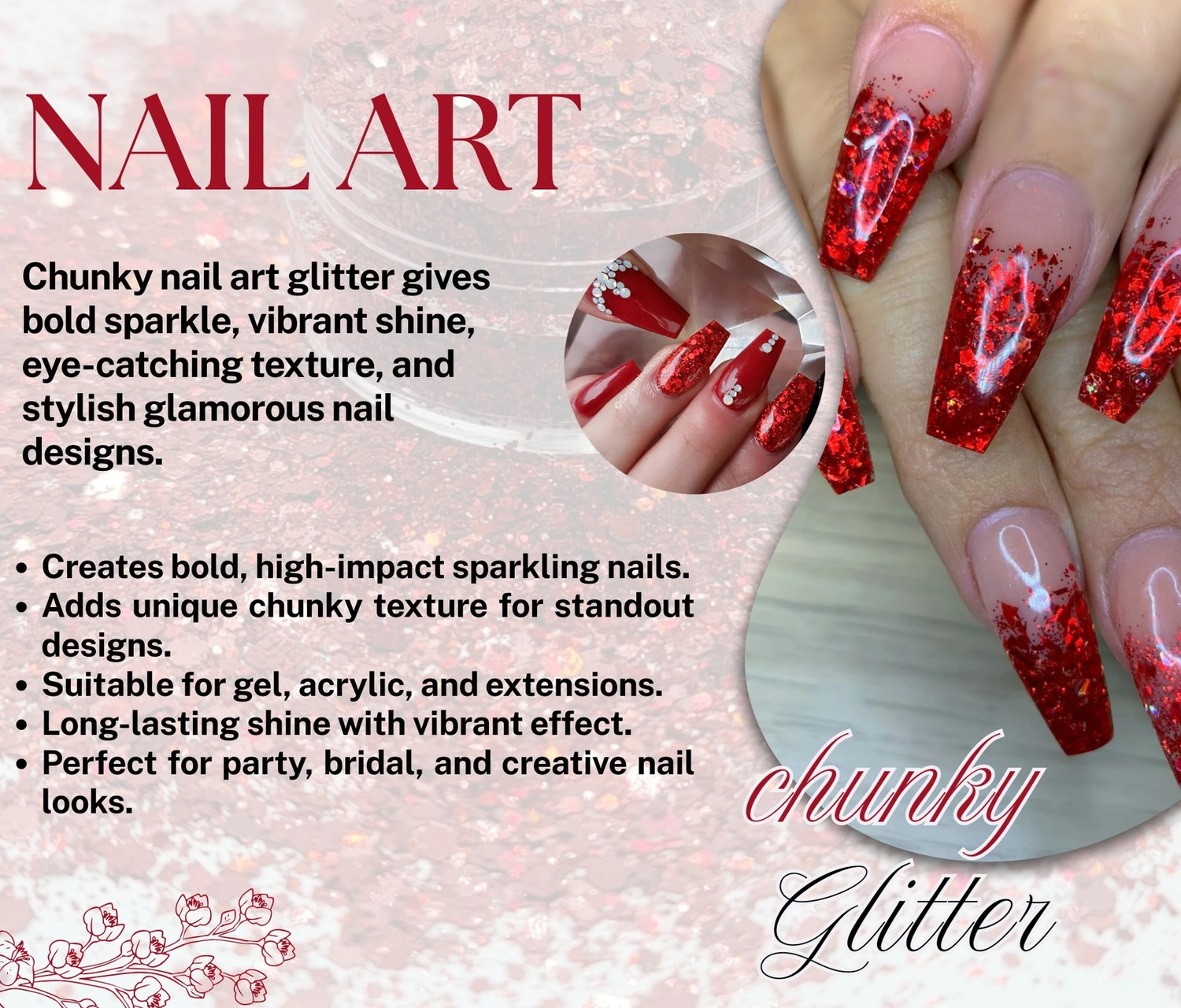 Image of DARYUE Red Metallic Glitter Powder for Glamorous Looks