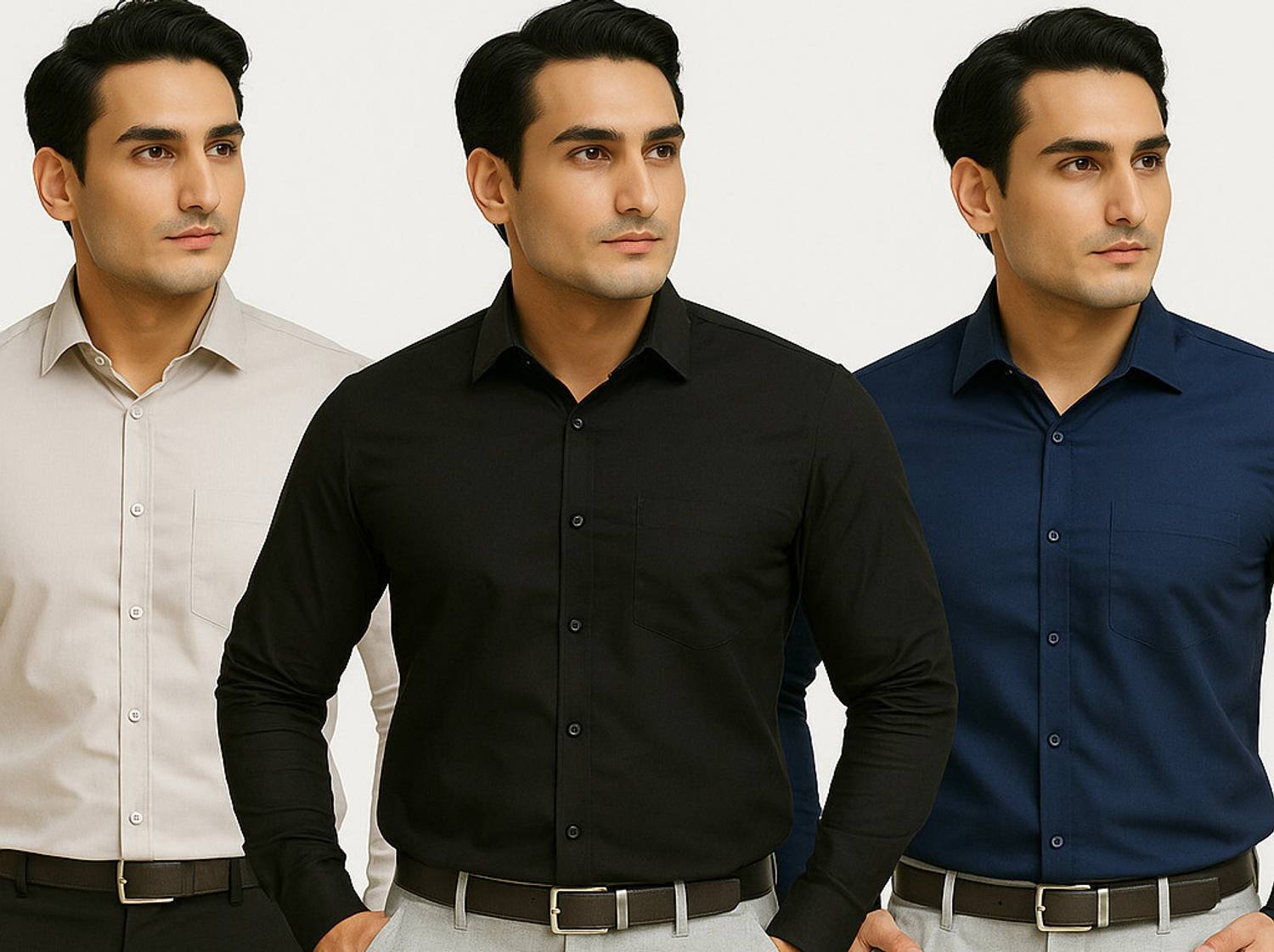 youth first Men Regular Fit Solid Spread Collar Party Shirt (Pack