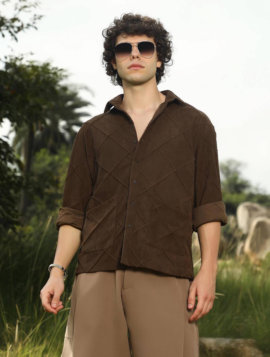 CAHOOT Men Solid Casual Brown Shirt